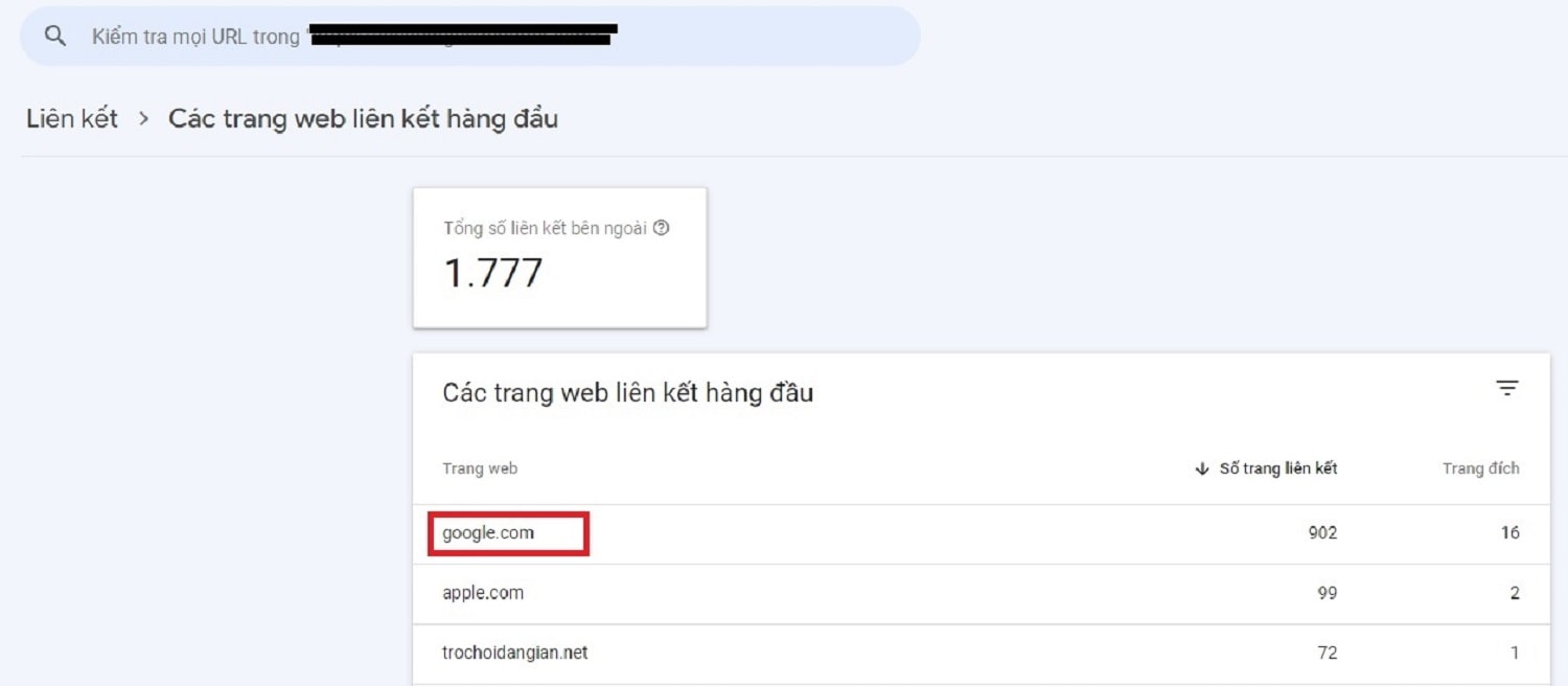 Backlink Ch Play về GSC