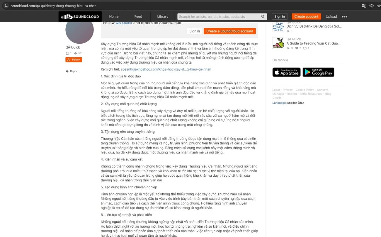 Demo backlink podcast trên soundclound